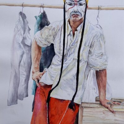 Bolang Chen, 
Mask With A Meaning, 
89 x 66cm, 
Watercolour, 
$1750 
