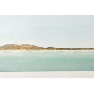 Margaret Sanders, Our adopted land (within sight of Leschenault), 
Acrylic on marine ply, 
40.5 x 120cm,
$1500 
