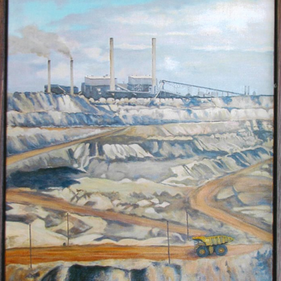 Cheryl Rochester, Collie is a Coal Town, Acrylic on canvas, 63 x 53cm 