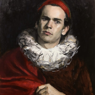 Jordan Richardson, Self Portrait as Fool
oil on aluminium composite panel
60 cm x 40 cm
