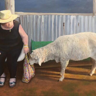 Karen Barnes, 'Nan's Pet Lamb Grew Up’, Mixed media, 75 x 100cm