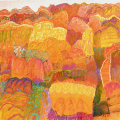 Mary-Lynne Stratton, Ranges around Ross River NT, Oil on Canvas, 120 x 120cm  Winner of Acquisitive Collie Art Prize
