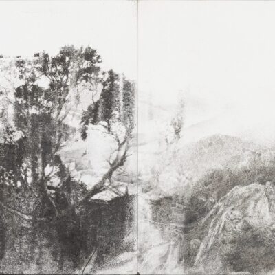Claire Primrose, Before and After, graphite and ink on board, 15 cm x 30 cm
