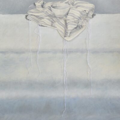 Margot Wiburd, The Softness of Being, Pastel on paper with stitching plus thread and fabric collage., 102.5 x 70cm	