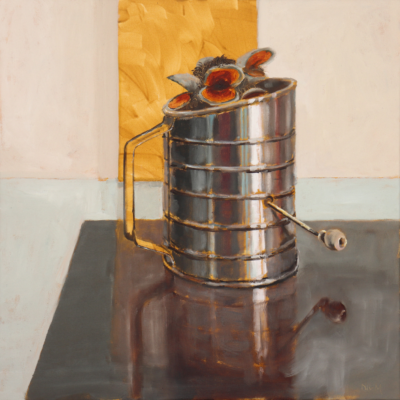 Nicola Mason, 	The sifter and the banksia cone, Oil on canvas, 76 x 76cm