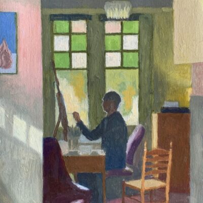 Andrew Daly, Someone is Sitting in my Chair, Oil on canvas, 45.5cm x 33.5cm

