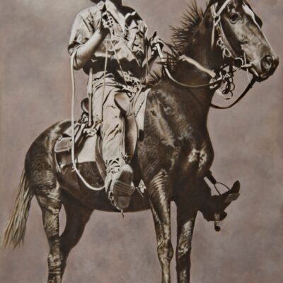 Nicky Shelton, The Stockman, Oil on Canvas, 75 x 135cm 