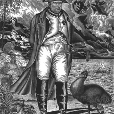 Rew Hanks, Napoleon in Exile, Linocut, 106 x 75cm