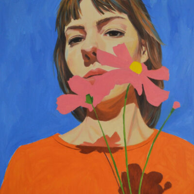 Bridgette Mcnab, Self Portrait with Cosmos
Oil on canvas
50 cm x 70 cm
