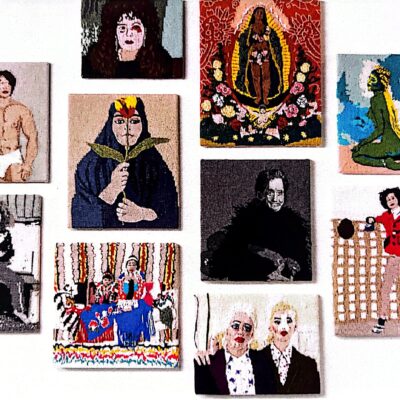 Kate Just, Feminist Fan: Selection, 
Hand knitted wool and acrylic yarns, 160 cm x 198 cm
